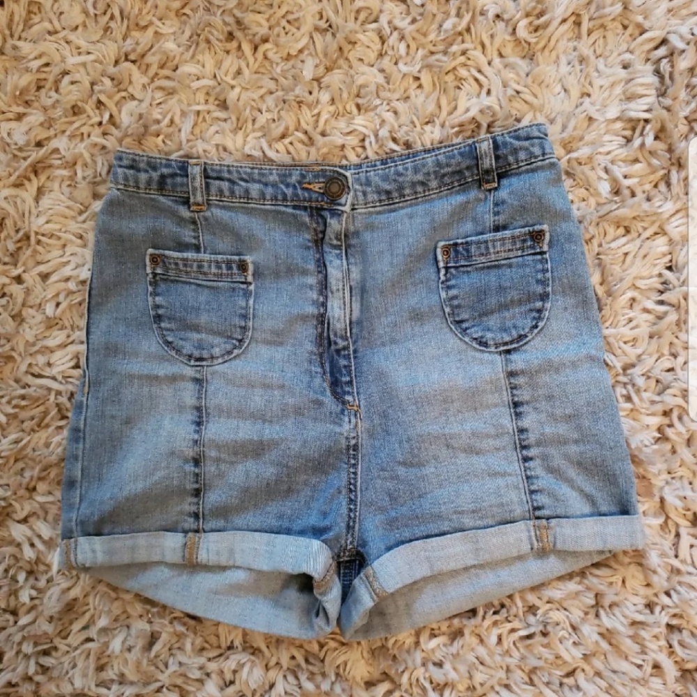High rise denim shorts